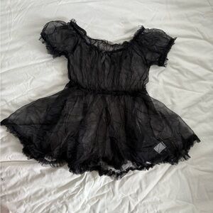 NWOT Black mesh babydoll top